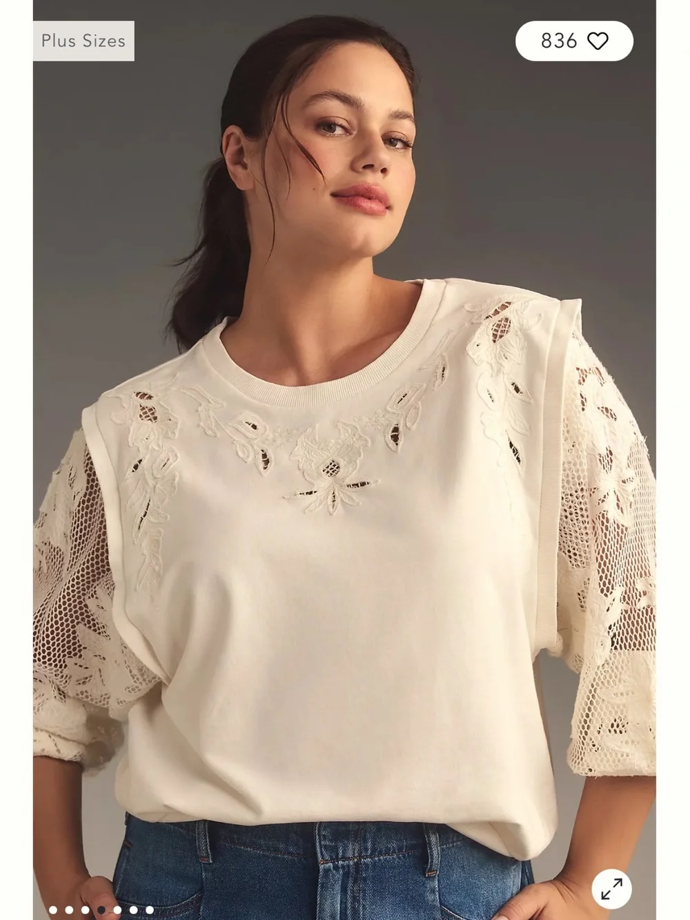 By Anthropologie Embroidered Cutwork Sweatshirt